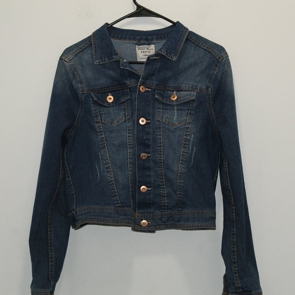 Love Tree Denim Women's Crop Denim Jacket Size Large